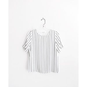Won Hundred White Black Stripe Short Sleeve Top 2